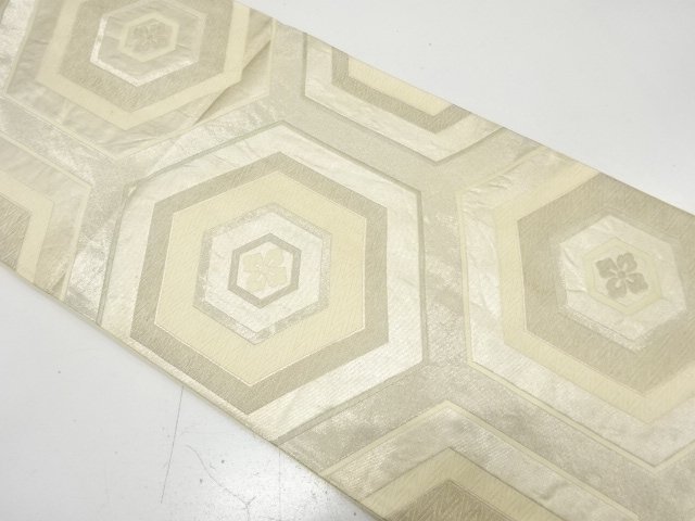 アンティーク　重ね亀甲に花模様織り出し袋帯（材料）